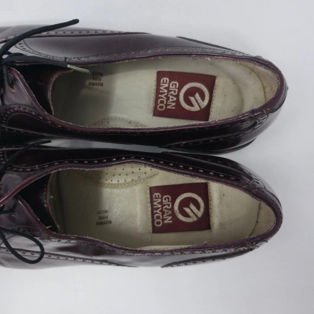 Gran Emyco Mens Burgundy Leather Cap Toe Brogue Oxford Dress Shoes 11 M 137182